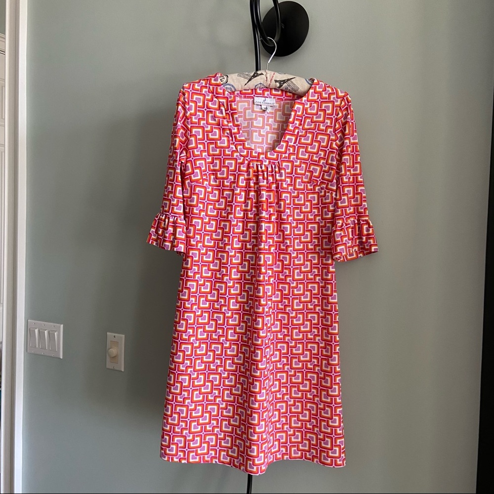 Jude Connally Red and White Geometric Dress